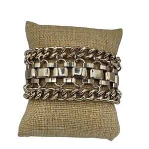 WIDE GOLD TONE CHAIN LINK BRACELET 7"